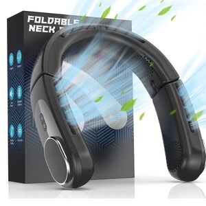NEW ChillGo BLACK Foldable Neck Fan Bladeless Portable Rechargeable 5200mAh